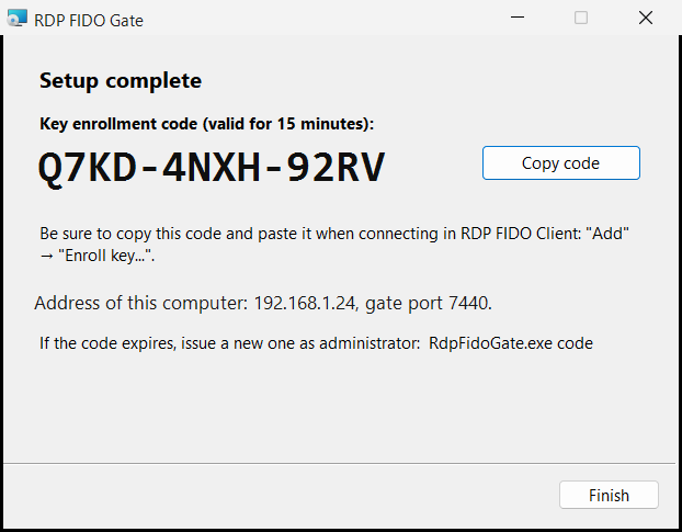 Gate installer — the one-time key enrollment code